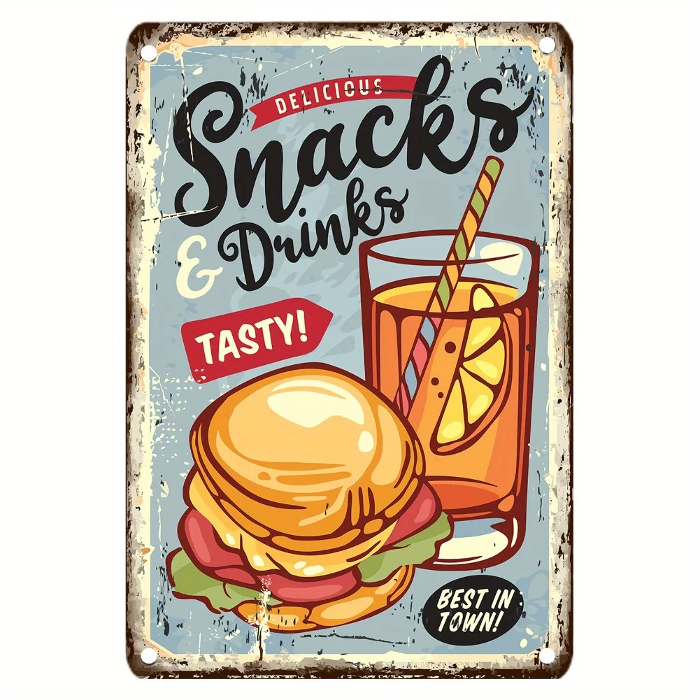 Metalowy szyld w stylu vintage – Food Snacks Easy recenzja i cena